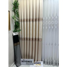 Nivemeshome Mozaik FT614163 V-101 Krem 1/3 Sık Pileli Fon Perde Apm