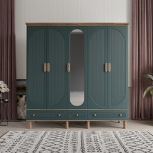 Soho 5 Kapaklı Yeşil Gardırop Tamamı Mdf