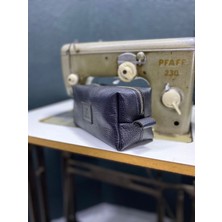 Hakiki Crazy Deri Unisex Seyahat Çantası, Dopp Kitt,traşlık,el Çantası Siyah Küçük Boy Unisex
