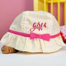 4/8 Yaş Kız Çizgili Fötr ŞAPKA-52CM Sarı