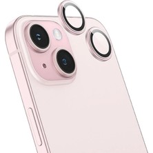 Hoco Crystal Clear iPhone 15-15 Plus Hd 3D Metal Çerçeveli Kamera Koruyucu Lens-(1 - ALVN6648-956