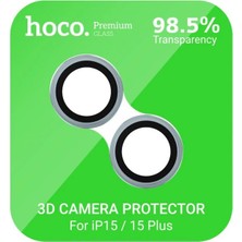 Hoco Crystal Clear iPhone 15-15 Plus Hd 3D Metal Çerçeveli Kamera Koruyucu Lens-(1 - ALVN6648-956