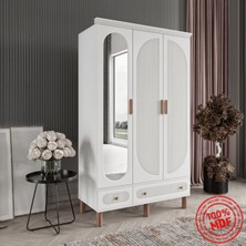 Soho 3 Kapaklı Beyaz Gardırop Tamamı Mdf