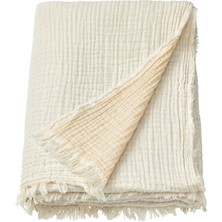 IKEA Vallkrassıng Örtü 150X200 cm Kırık Beyaz Yumuşak Pamuklu Çift Dokuma Örtü