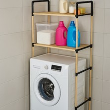 NC01 Ahşap Çamaşır Makinesi Organizer Banyo Düzenleyici Raf Masif Çam Ahşap