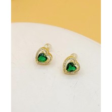 Zümrüt Kalp Işıltısı Küpe