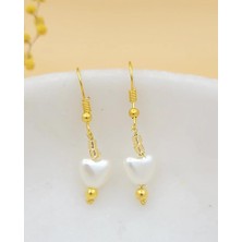 Perla Kalp Detaylı Kalp Incili Küpe