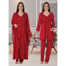 Dvina Effortt Lohusa Sabahlıklı Pijama Takımı Fuşya - 3015