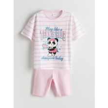 Bisiklet Yaka Kız Çocuk Şortlu Pijama Takımı  (S5)