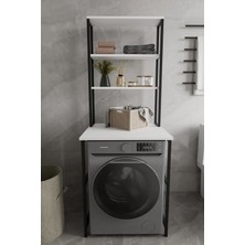 Çamaşır Makina Üstü Dolap Banyo Rafı Çok Amaçlı Banyo Dolabı 65LİK Çok Raflı Düzenleyici -Beyaz