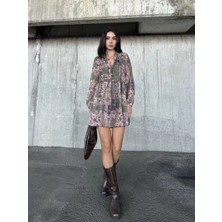Içi Astarlı Şifon Elbise - Desenli