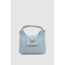 Sorla Fiyonk Detaylı Çapraz Askılı El ve Kol Çantası Bebe Mavi