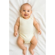 Calista Home Pamuklu 3 Lü Kolsuz Bebek Body / Zıbın Seti Yenidoğan 0-3 Ay 3-6 Ay Pudra - Krem - Beyaz