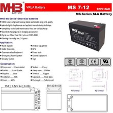 Mhb 12V 7AH Kuru Tip Bakımsız Akü