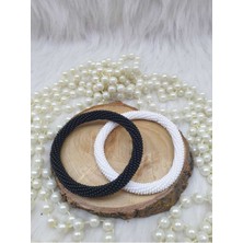 Happy Handmade -  18CM 2li Siyah Beyaz Bileklik/hapishane Işi Bileklik,
