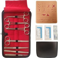 Öğrenci Cerrahi Eğitim Pratiği Seti 11 Parça Çantalı El Aleti Dikiş Pedi 19 x 18 cm