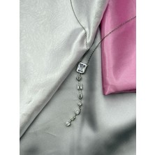 Kadın Zirkon Taşlı Y Model Çelik Kolye