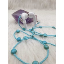 Happy Handmade -  Zincir.../kadın Turkuaz Sıkma Taşlı Airpods Askısı/ Airpods Zinciri/yeni Nesil Airpods Aksesuarı