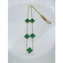 Kadın Yonca Figürlü Mineli Çelik Kolye