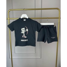 Monsterçocuk ~ Erkek Çocuk Minecraft Alt Üst Şort Tshirt 2'li Takım