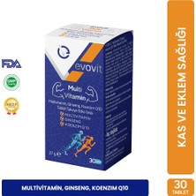 Evo Pharma Evovit Multivitamin ve mineral, Ginseng, Koenzim Q10 İçeren 30 Tablet Takviye Edici Gıda