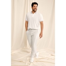 Altınyıldız Classics Erkek Çekmeyen Pamuklu Kumaş Slim Fit Dar Kesim Beyaz Kıvrılmaz Polo Yaka T-shirt