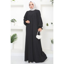 Büzgülü Robalı Elbise Antrasit HM2501