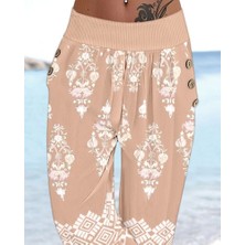 Fy Butik Kadın Beli Lastikli Etnik Desenli Kapri Süprem Pantolon