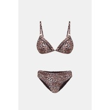 Capetown Leopar Desenli Dolgusuz Çıkarilabilir Kup Toparlayıcı  Bikini Takım