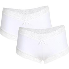Celira Kadın Pamuklu 2li Boxer Beyaz 40265