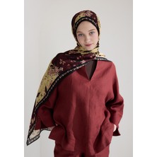 Tıny Plumerıa Floş Viskon Şal Bordo