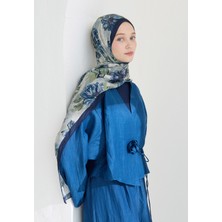Jasmıne Floş Viskon Şal Indigo