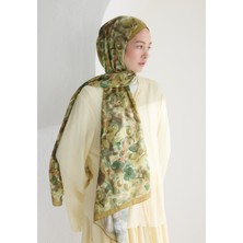 Hıbıscus Beauty Floş Viskon Şal Hardal