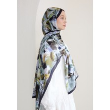 Vanılla Blossom Floş Viskon Şal Lacivert