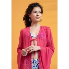 Xclsv Likralı Tülden Volanlı Kimono Kaftan