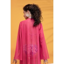 Xclsv Likralı Tülden Volanlı Kimono Kaftan