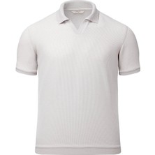 Ekru Regular Fit Polo Yaka Pamuklu Tişört