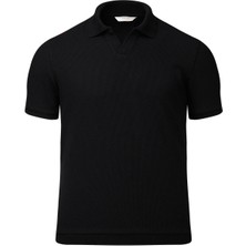 Siyah Regular Fit Polo Yaka Pamuklu Tişört
