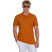 Kahverengi Regular Fit 100% Pamuklu Polo Yaka Tişört