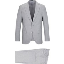 Gri Slim Fit Mono Yaka Klasik Takım Elbise