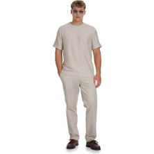 Bej Regular Fit Yandan Cep Pamuklu Jogger Pantolon