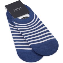 Mavi Desenli Pamuklu Ikili Babet Çorap