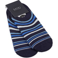 Mavi Desenli Pamuklu Ikili Babet Çorap