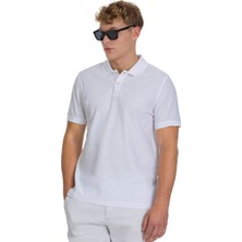 Beyaz Regular Fit 100% Pamuk Polo Yaka  Merserize Tişört