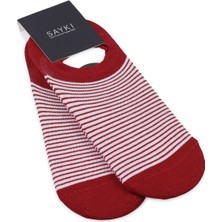 Kırmızı Desenli Pamuklu Ikili Babet Çorap