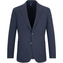 Lacivert Slim Fit Mono Yaka Klasik Ceket