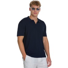 Lacivert Regular Fit Polo Yaka Rayon Tişört