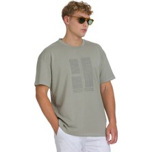 Haki Regular Fit Bisiklet Yaka Oversize Tişört