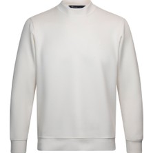 Beyaz Regular Fit Bisiklet Yaka Sweatshirt