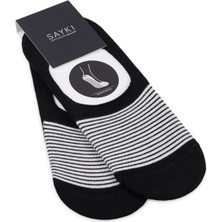 Siyah Desenli Pamuklu Ikili Babet Çorap